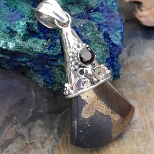 Healer's Gold & Black Onyx Sterling Silver Pendant